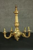 A Continental carved giltwood chandelier, late 19th century with a fluted and acanthus leaf carved