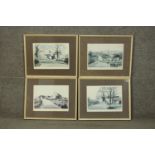 James A Hurley (20th century British), four country scenes, probably Lancashire, prints, signed