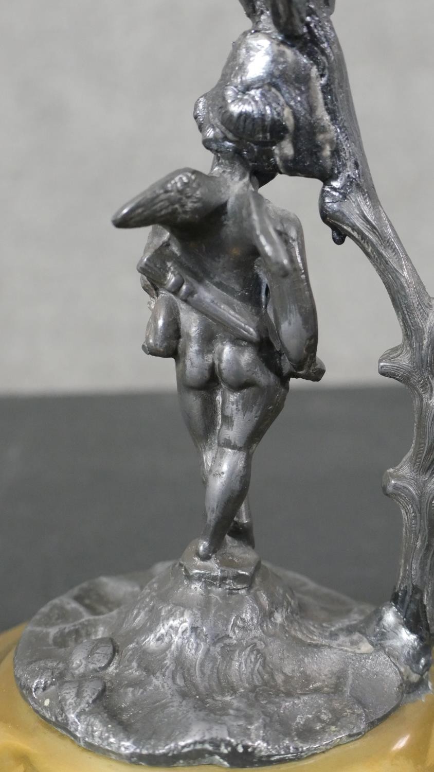 A Victorian Australian design brass an silver plated stand modelled in the figure of a cherub with a - Image 6 of 8