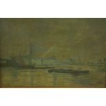 Leonard Christopher Gilley (b.1915), Harbour Scene, oil on canvas, signed lower right. H.50 W.58cm.