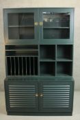 Hans Ehrlin, a circa 1960's painted kitchen dresser cabinet in three parts with a pair of glazed