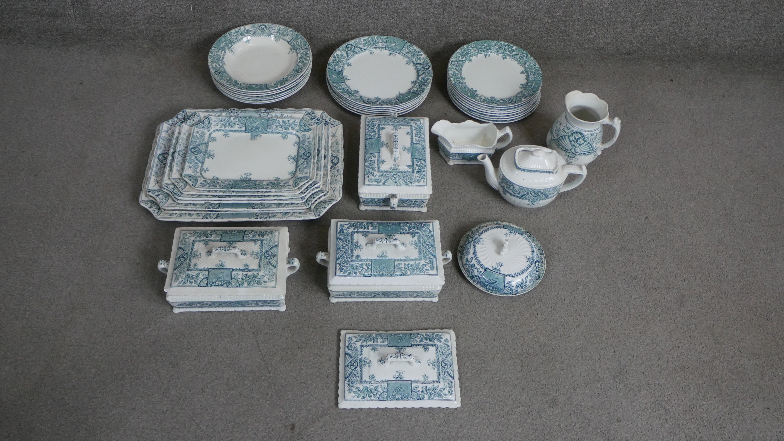 A 19th century Alexandria pattern, Hanley, Staffordshire part dinner set, The Ceramic Art Co Ltd,