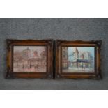 Two framed oils on canvas of Parisian street scenes, one signed C. Alexis and one signed Burnet. H.