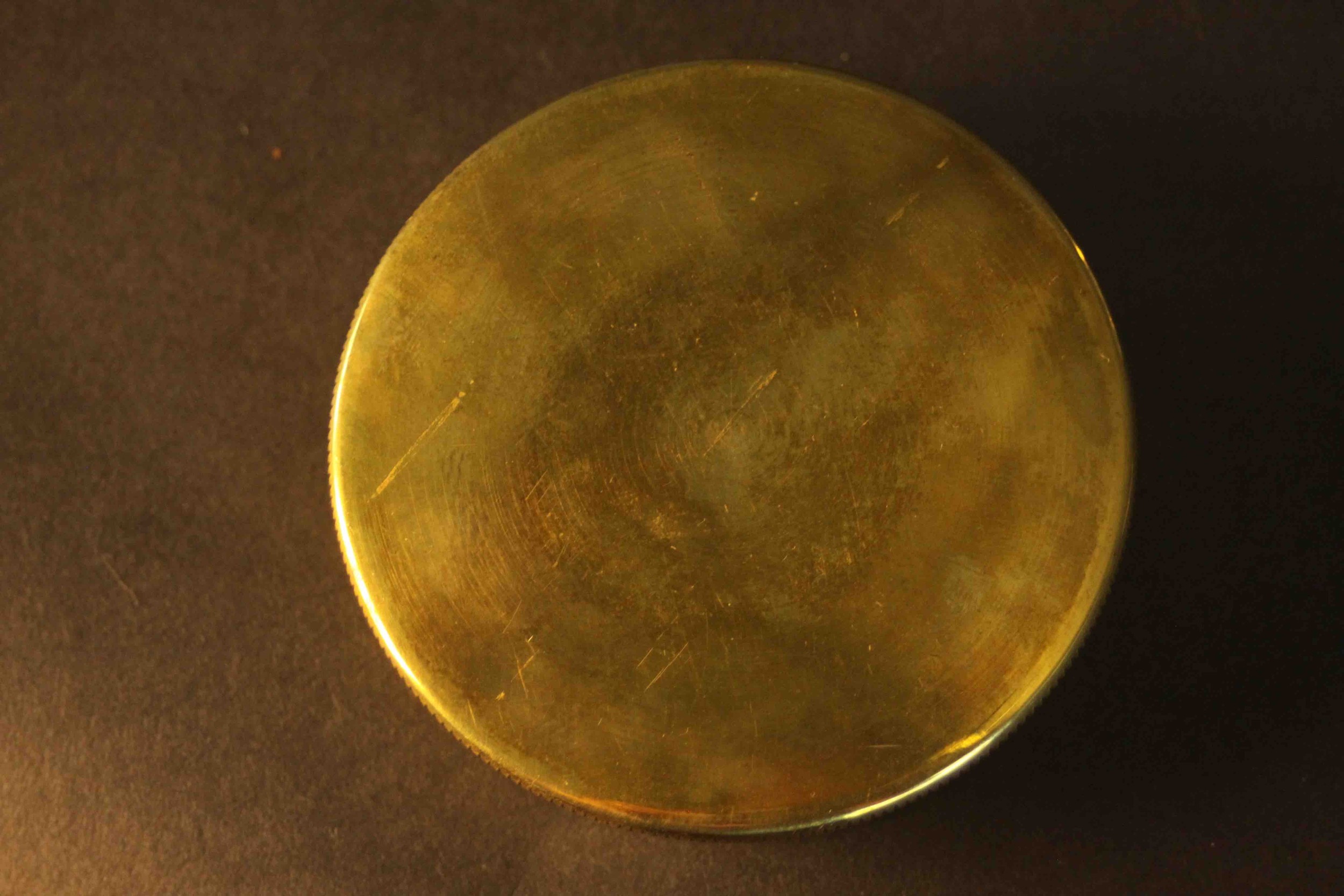 An early 20th century brass embossed box containing an Irish clerical wax seal. H.2.5 Dia.8cm. - Image 6 of 6