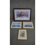 Four framed and glazed prints, including two R G Lloyd limited edition signed prints of Steamship