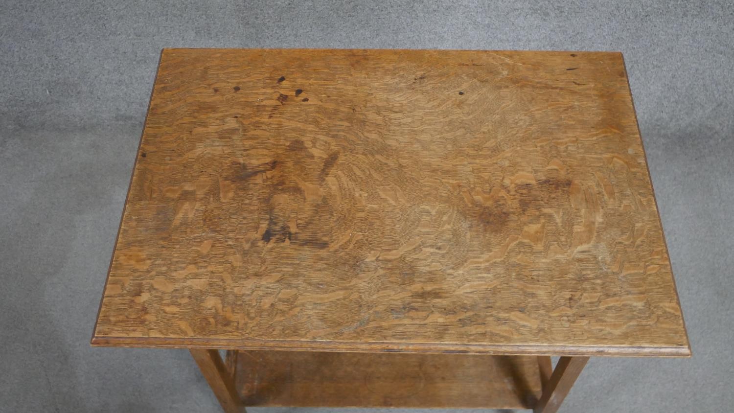An Arts & Crafts oak occasional table, the rectangular top with a moulded edge over a single - Image 5 of 5