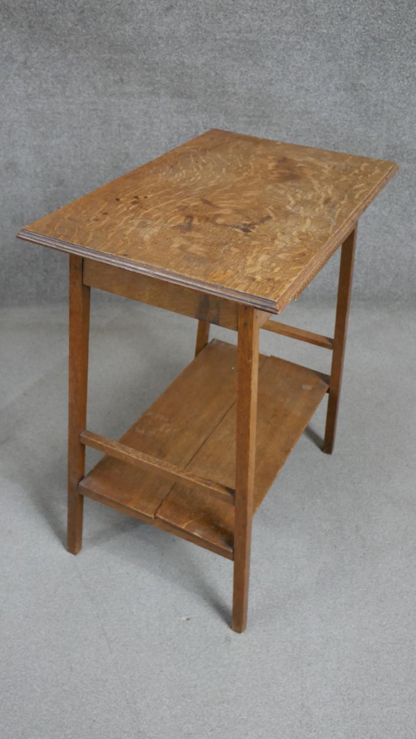 An Arts & Crafts oak occasional table, the rectangular top with a moulded edge over a single - Image 4 of 5