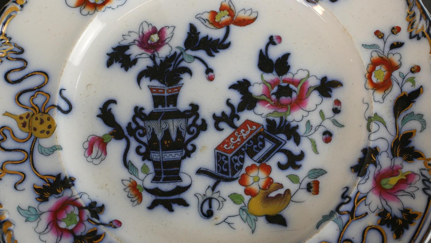 A collection of 19th century hand-painted ceramics, including a Masons jug, two Georgian Welsh cream - Image 10 of 13