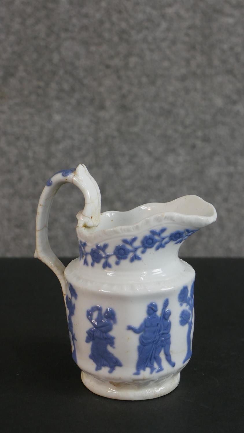 A collection of 19th century hand-painted ceramics, including a Masons jug, two Georgian Welsh cream - Image 4 of 13