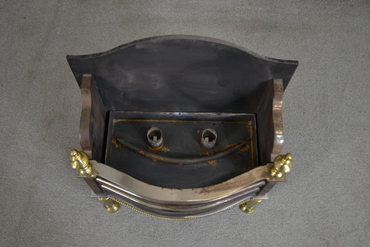 A Victorian cast iron and brass fire basket with pierced design. H.59 W.47 D.27cm - Image 2 of 5