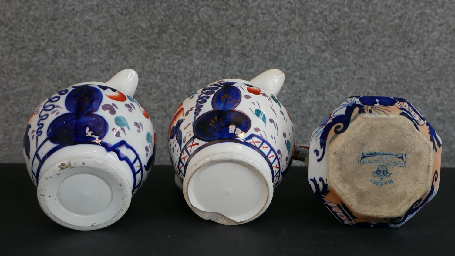 A collection of 19th century hand-painted ceramics, including a Masons jug, two Georgian Welsh cream - Image 3 of 13