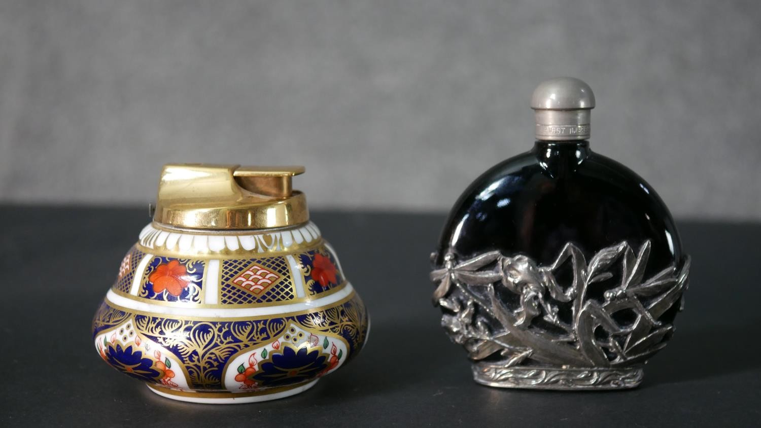 A collection of various trinket boxes, a Royal Crown Derby Imari design table lighter and blue glass - Image 2 of 12