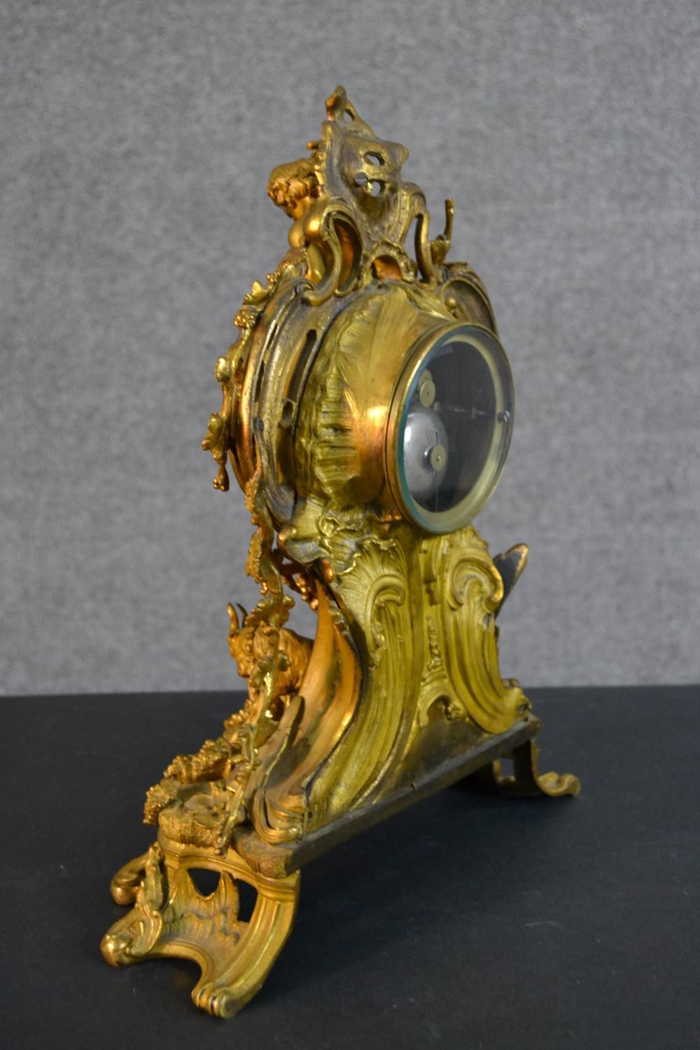 A 19th century French gilt spelter and ormolu mantel clock by Henry Marc of Paris, in Rococo - Image 10 of 11