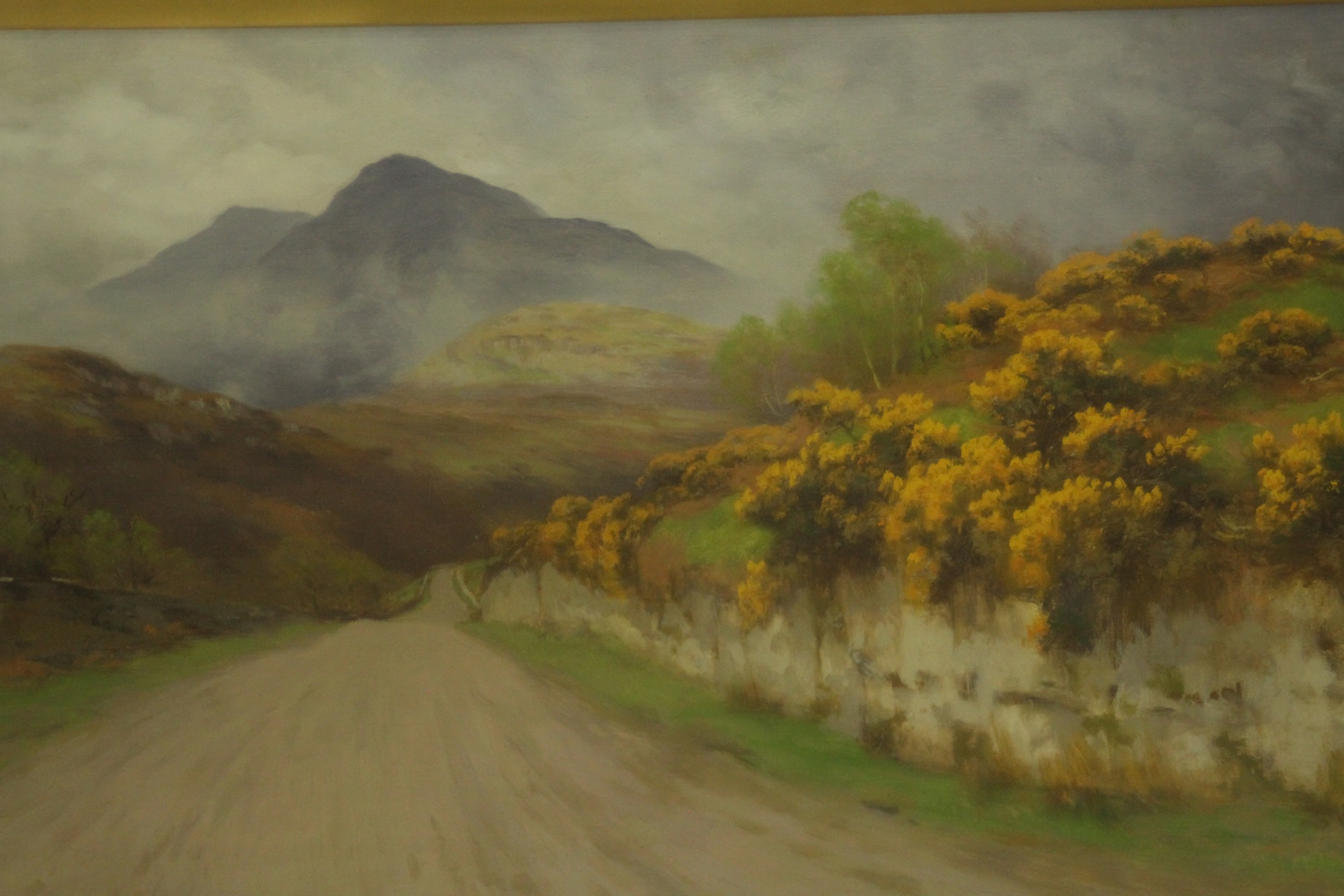 Alfred Oliver (1886-1921), a mountain road, gilt framed and glazed oil on canvas, signed lower - Image 4 of 7