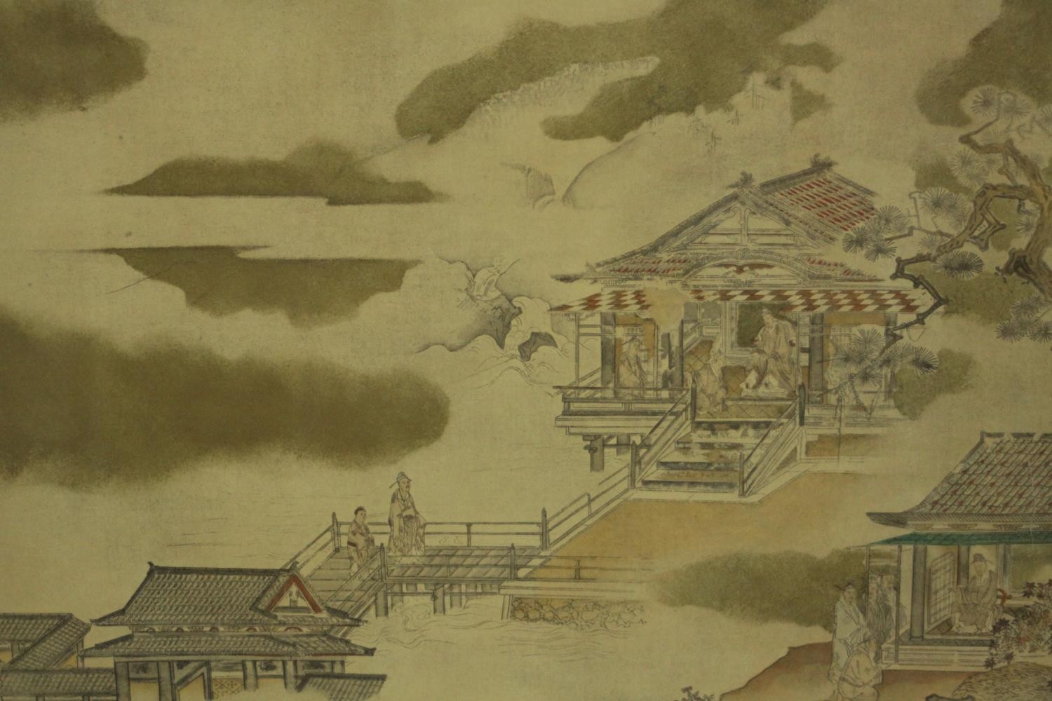 After Kanno Tannyo (1602-1674), Summer Palace, coloured print, copyright New York Graphic Society,