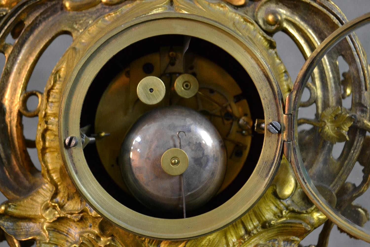 A 19th century French gilt spelter and ormolu mantel clock by Henry Marc of Paris, in Rococo - Image 9 of 11