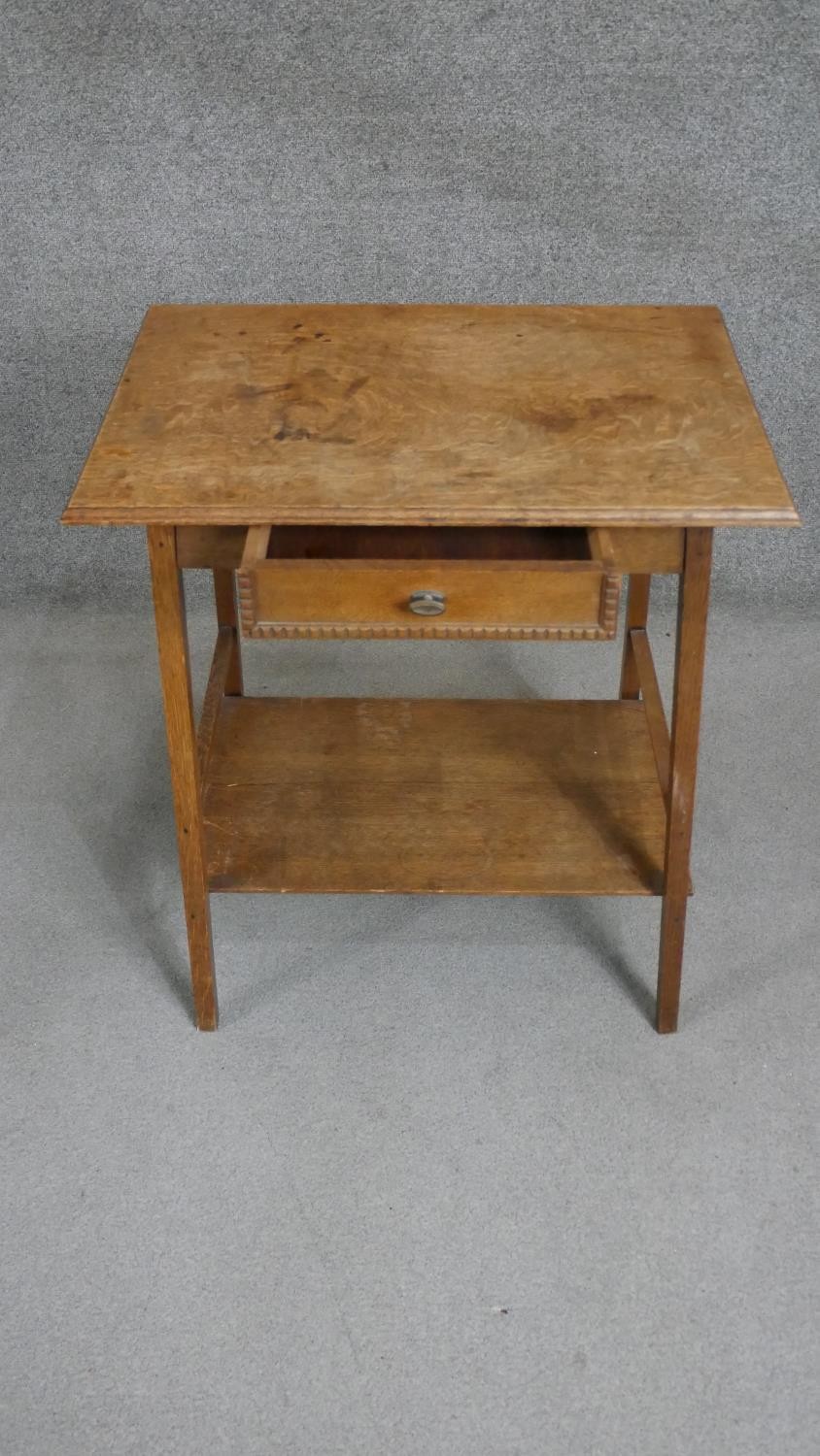 An Arts & Crafts oak occasional table, the rectangular top with a moulded edge over a single - Image 3 of 5