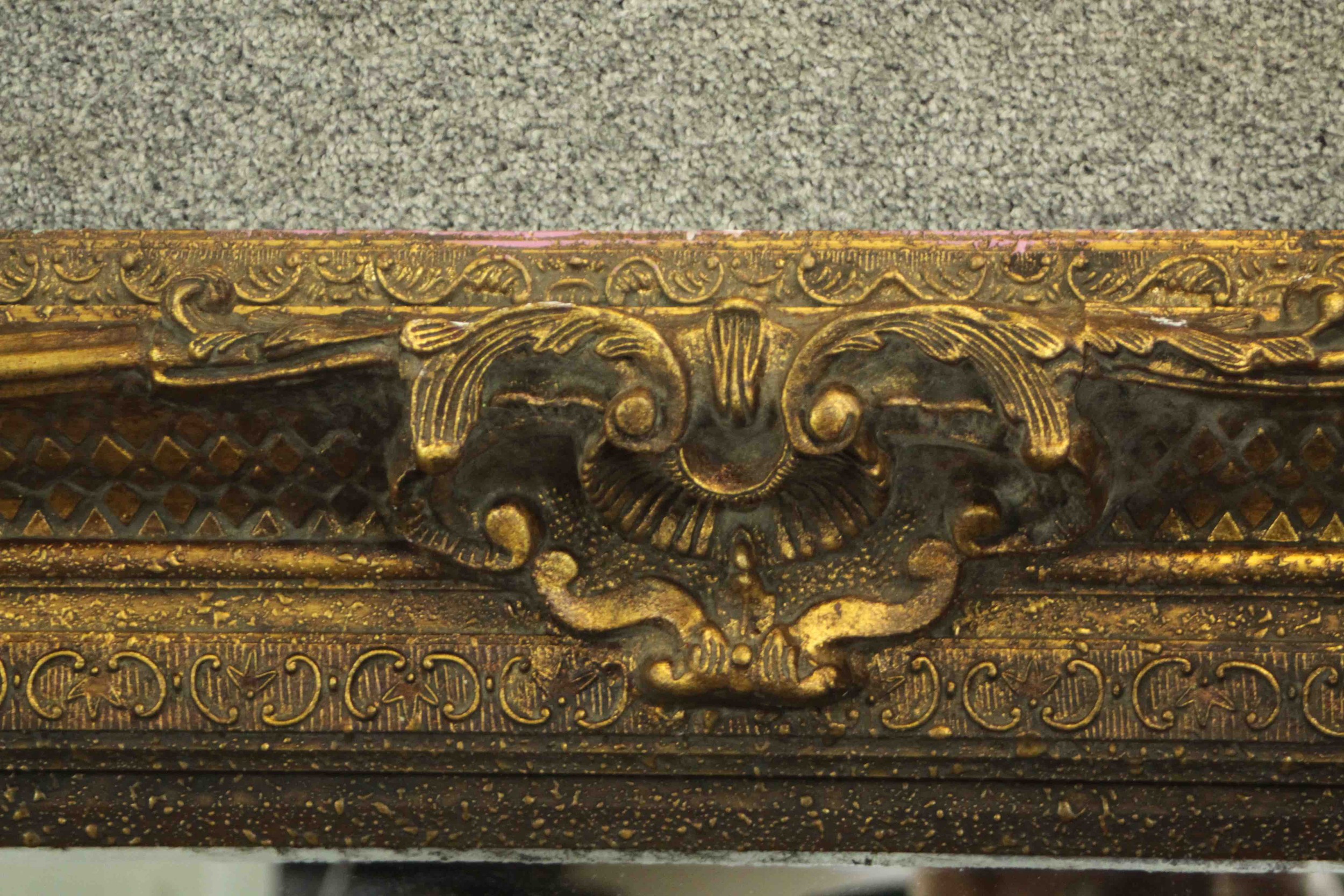 A large and decoratively framed gilt pier mirror in the Rococo style. H.160 W.220cm. - Image 6 of 9