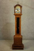 A 20th century 'Warmink' (Dutch) Grandmother long case clock, veneered in burr walnut. The brass and