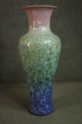 A large floor standing Chinese crystalline glaze ceramic vase with pastel gradient. H.103 Dia.40cm.