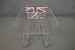 Max McMurdo, an Annie shopping trolley chair, repurposed from an old shopping trolley, with Union