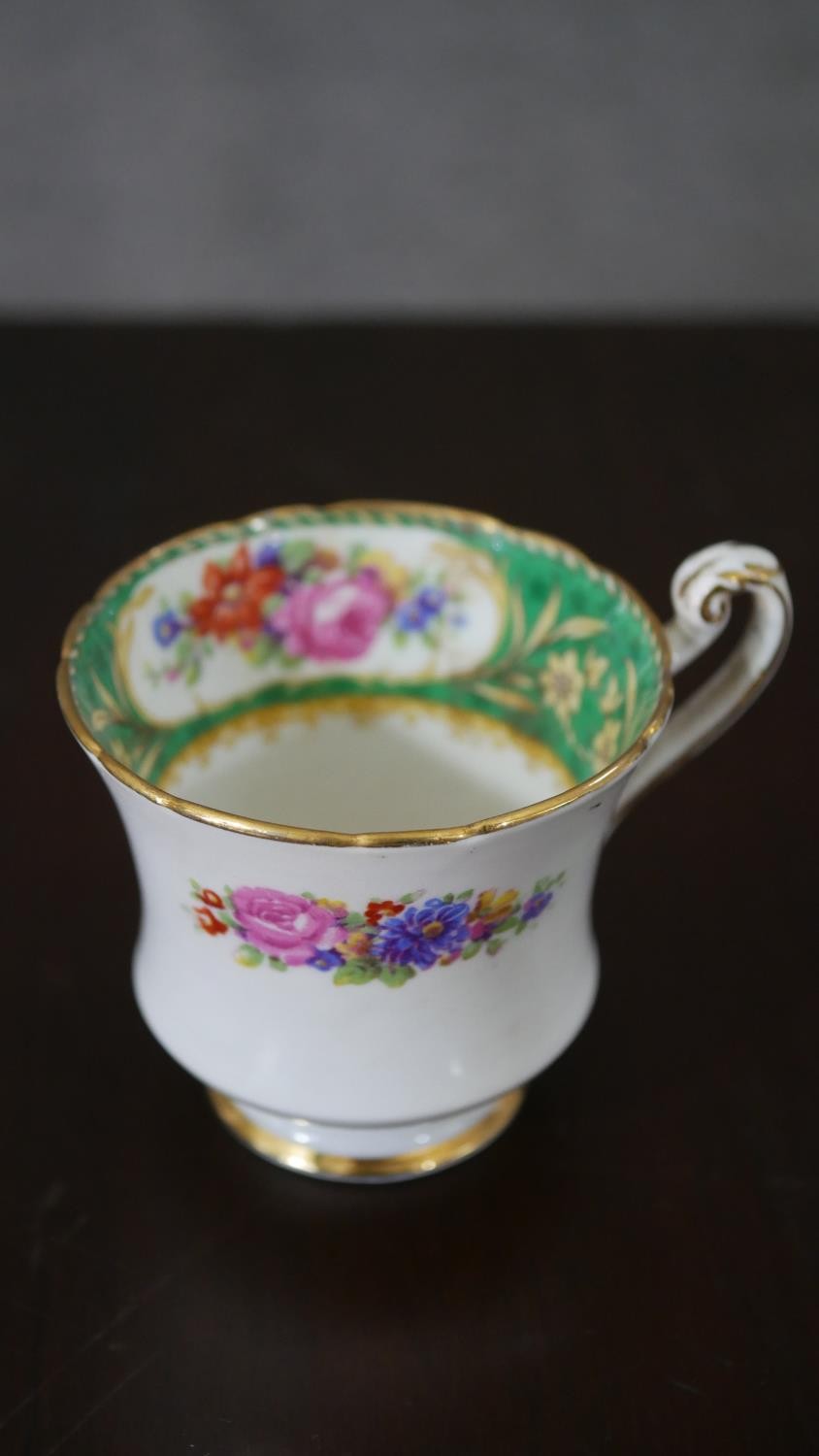 A T Goode & Co hand painted coffee pot and coffee cup, decorated with floral and gilded scrolling - Image 8 of 22
