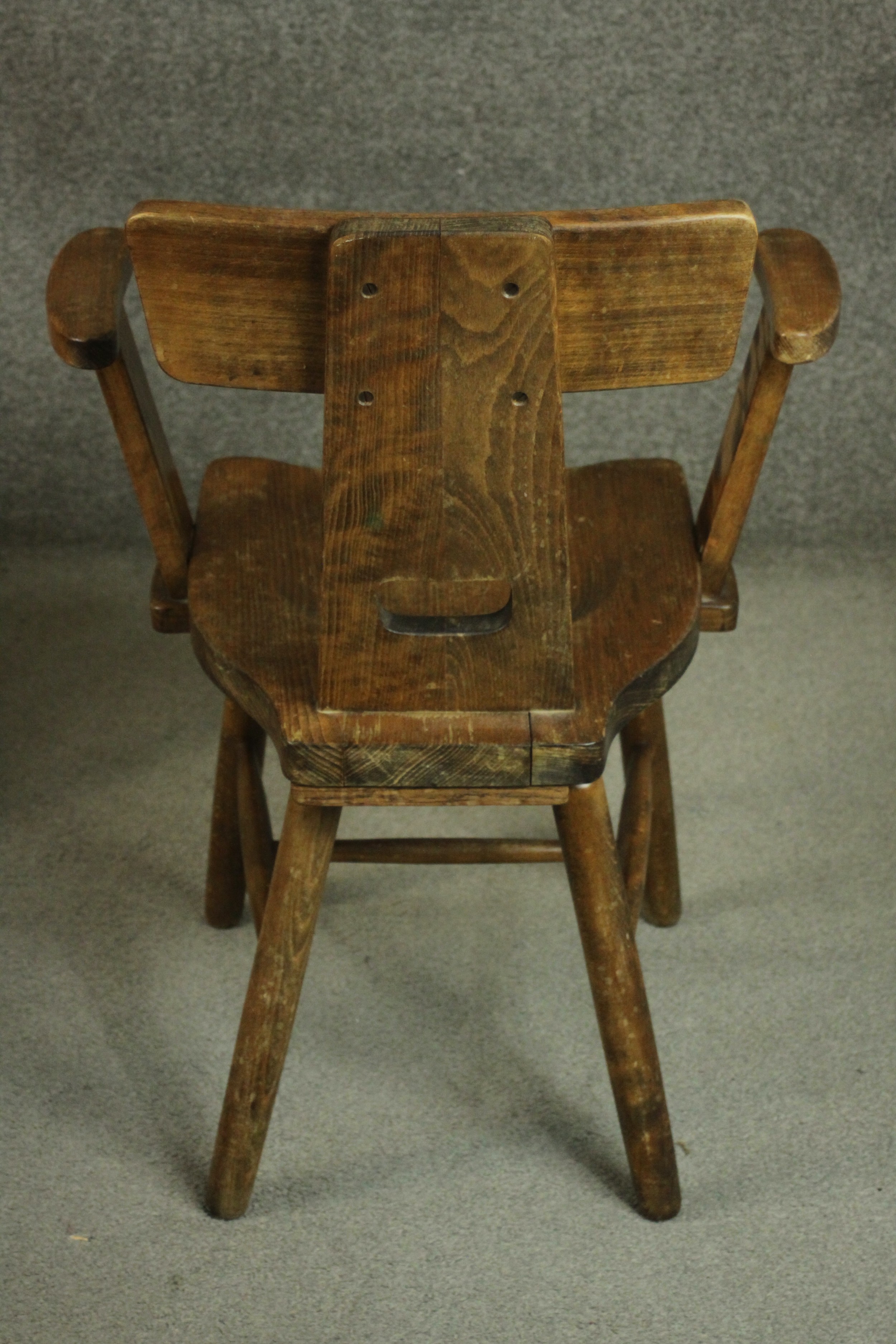 A set of six 20th century country style chairs, with a bar back on a splat with a cutout, over a - Image 7 of 7