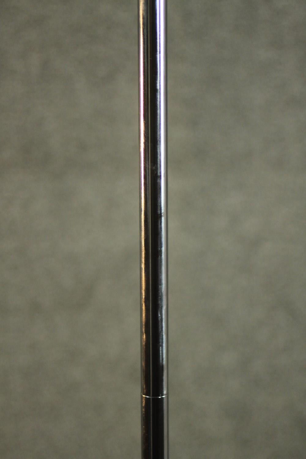 A modernist tubular chromed standard lamp, with three adjustable spotlights, on a circular base. H. - Image 6 of 10