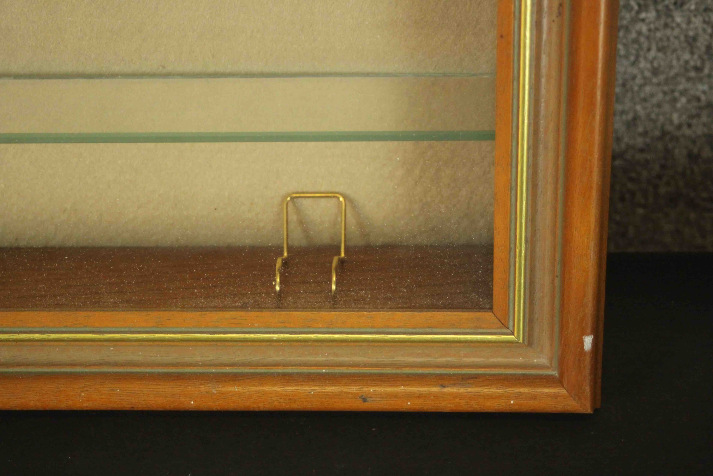 A teak display cabinet, with a glazed rising door, enclosing four glass shelves. H.42 W.60 D.9cm. - Image 6 of 9