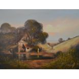 John Horsewell, 1956, oil on canvas of landscape with a cottage, signed. H.60 W.80cm