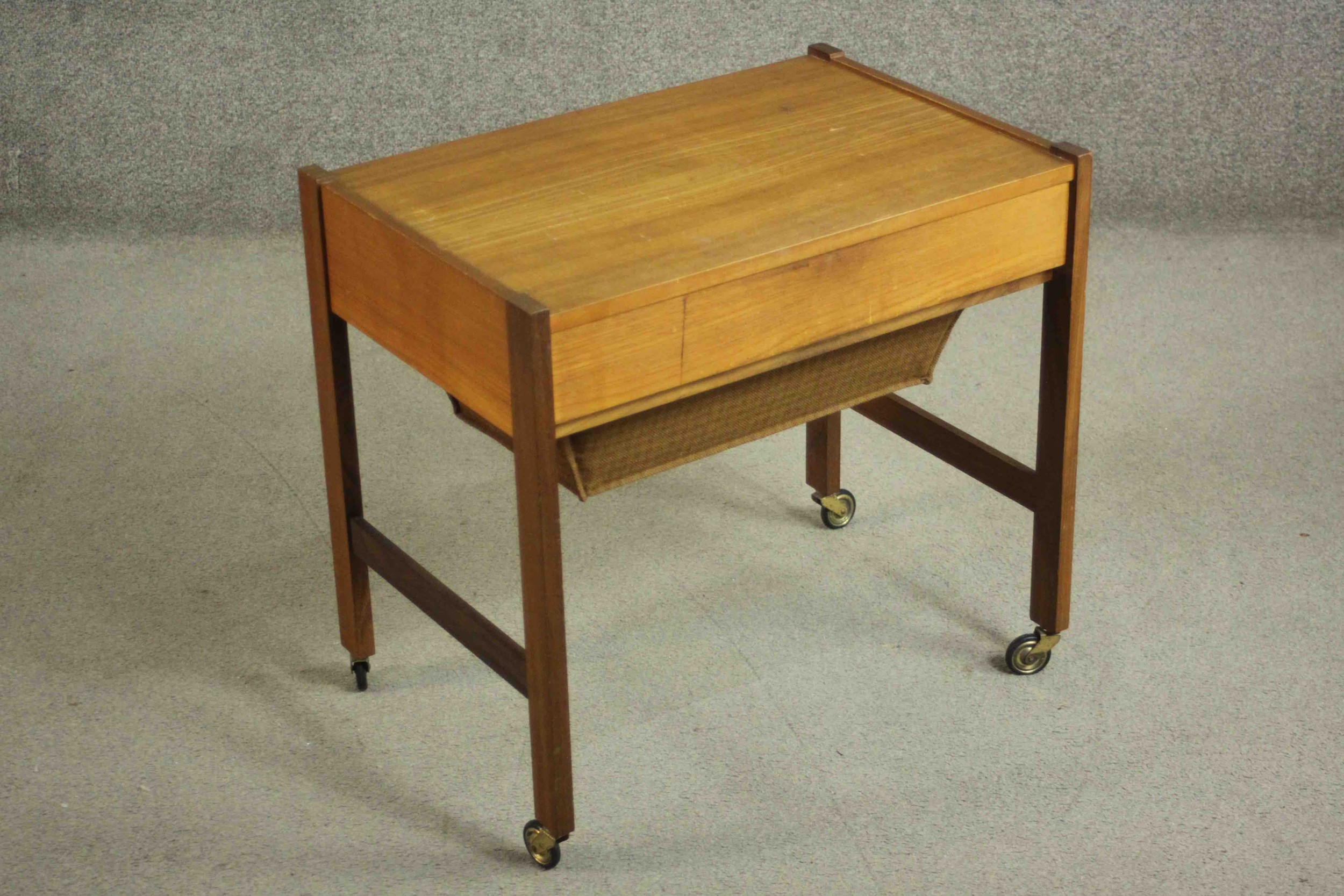 A circa 1960s Danish Vitze teak sewing table, of rectangular form with a fitted drawer, over a well, - Image 4 of 10