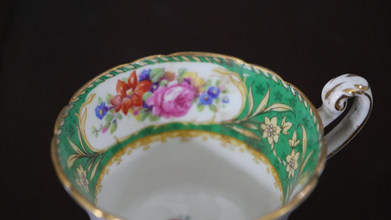 A T Goode & Co hand painted coffee pot and coffee cup, decorated with floral and gilded scrolling - Image 9 of 22