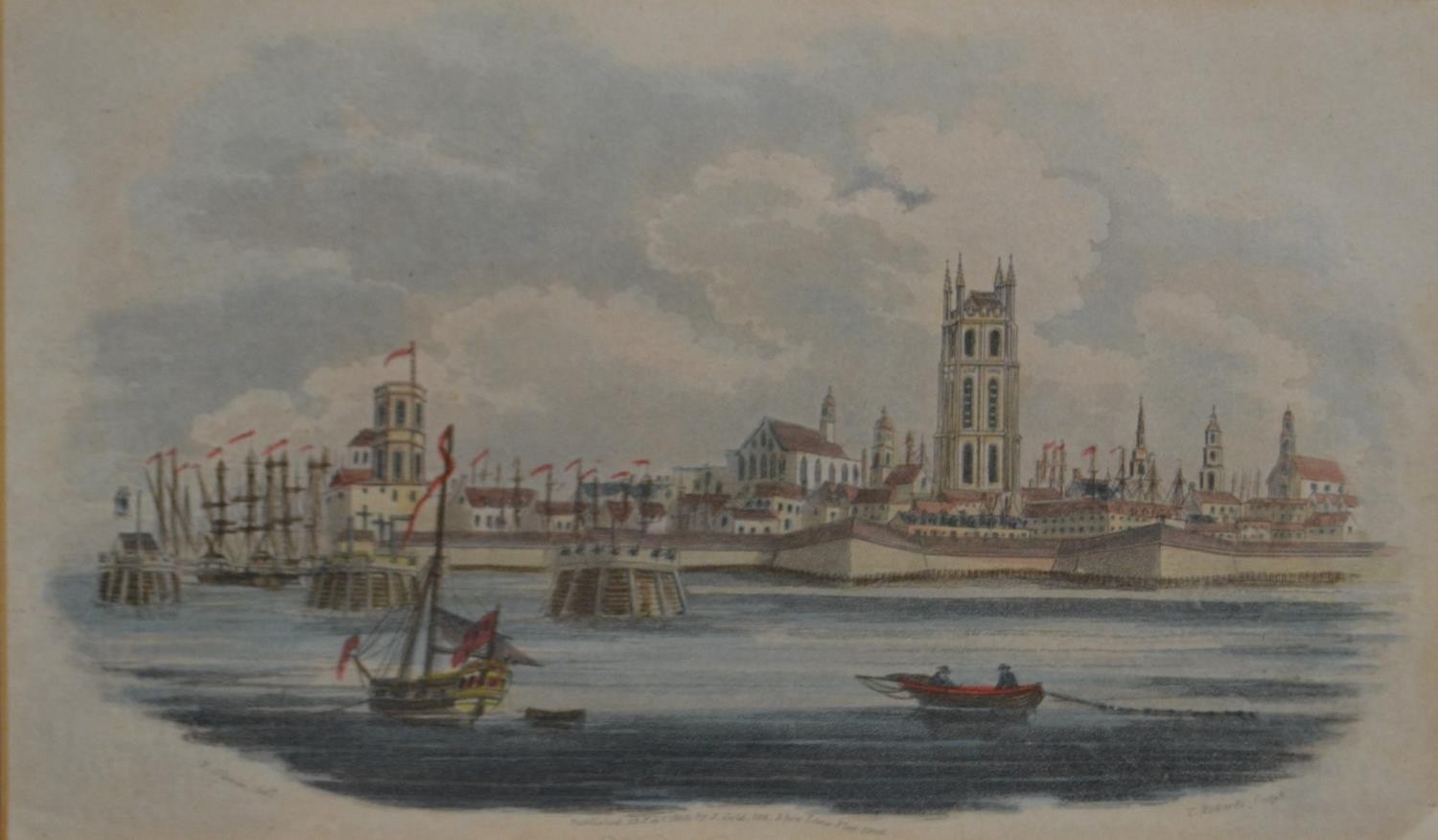 Three framed and glazed hand coloured 19th century engravings including "View of Dunkirk" and "The - Image 5 of 5