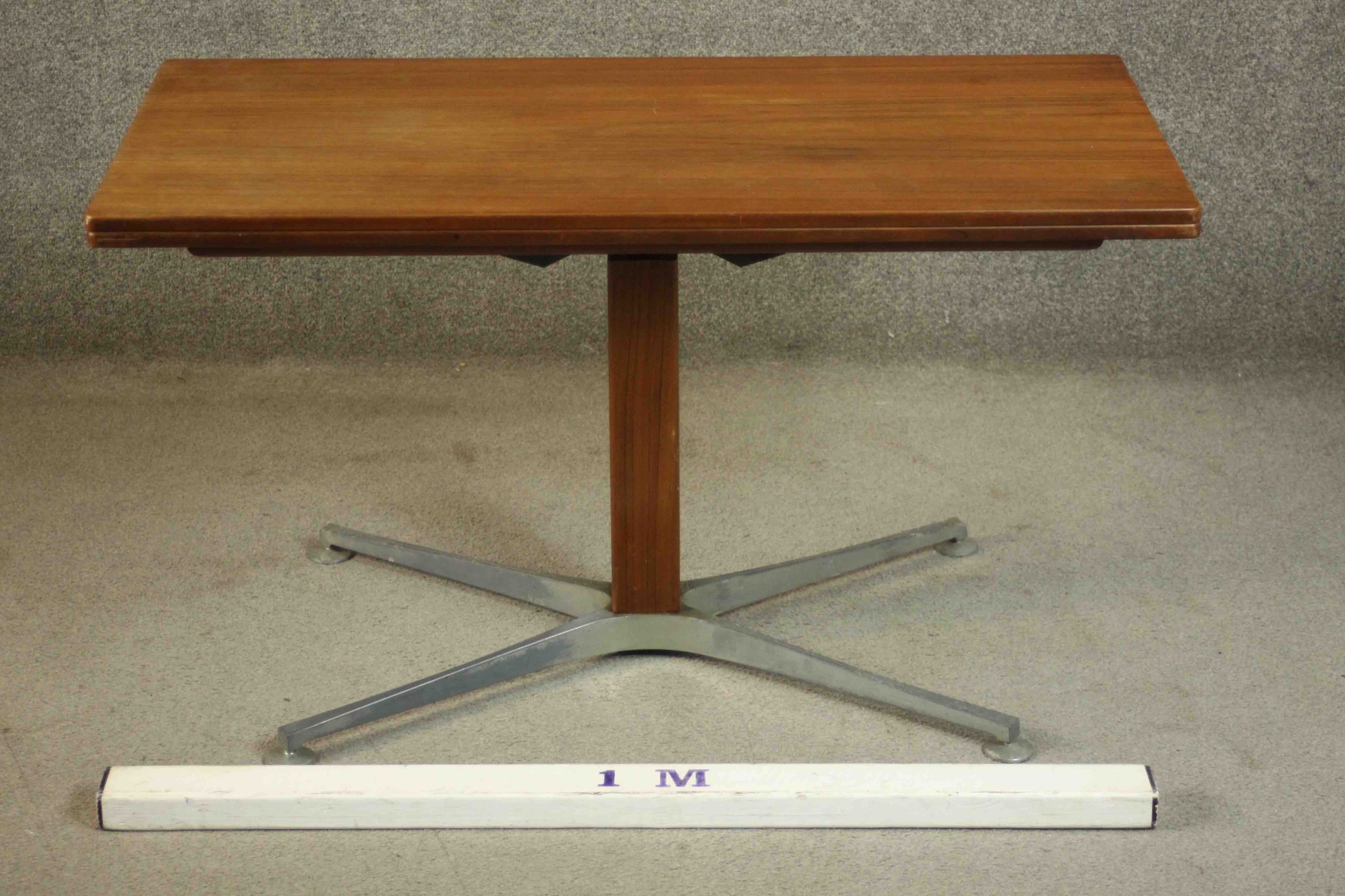 A vintage teak fold over console table converting to dining table with height adjustable mechanism - Image 2 of 8