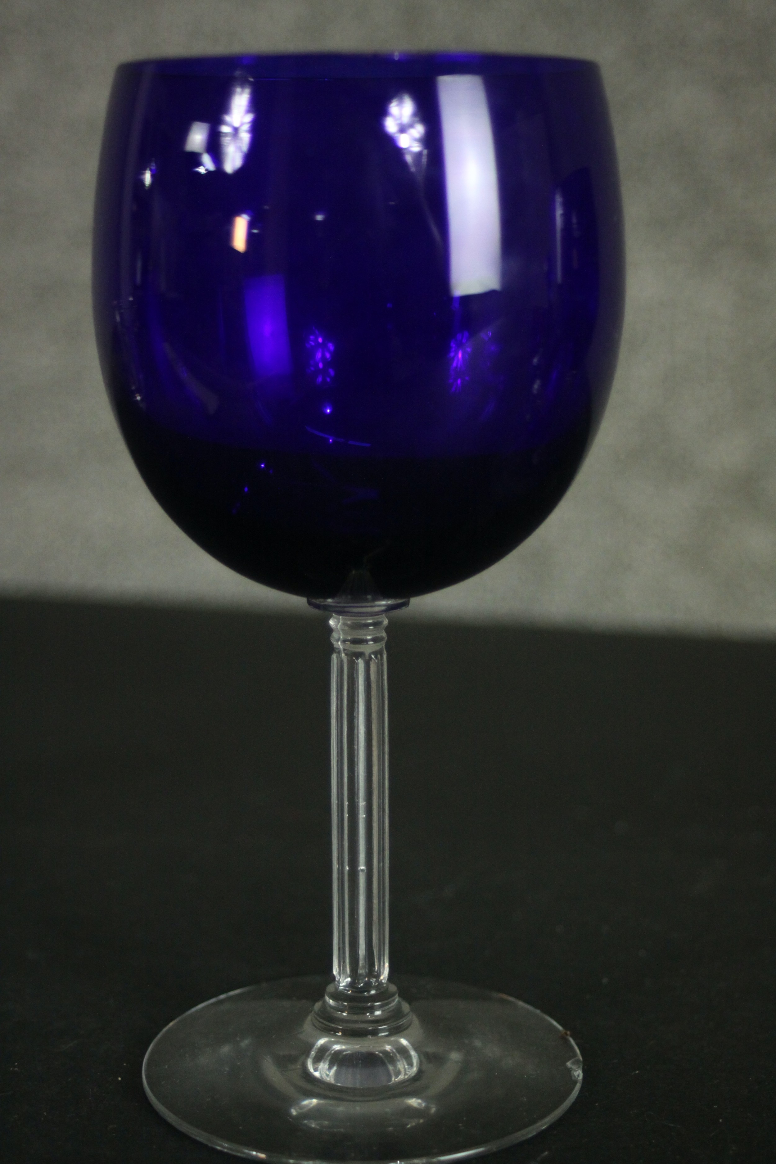 A collection of 19th century coloured glass, including a pair of Bristol blue blown glass wine - Image 6 of 7