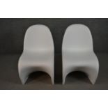 Verner Panton for Vitra, a pair of white polypropene 'Panton' chairs stamped underneath '813-083