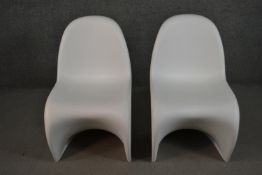 Verner Panton for Vitra, a pair of white polypropene 'Panton' chairs stamped underneath '813-083