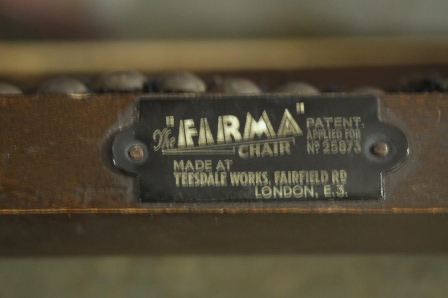 A 20th century 'Firma' folding campaign chair, upholstered in black fabric (damaged), made at the - Image 8 of 8