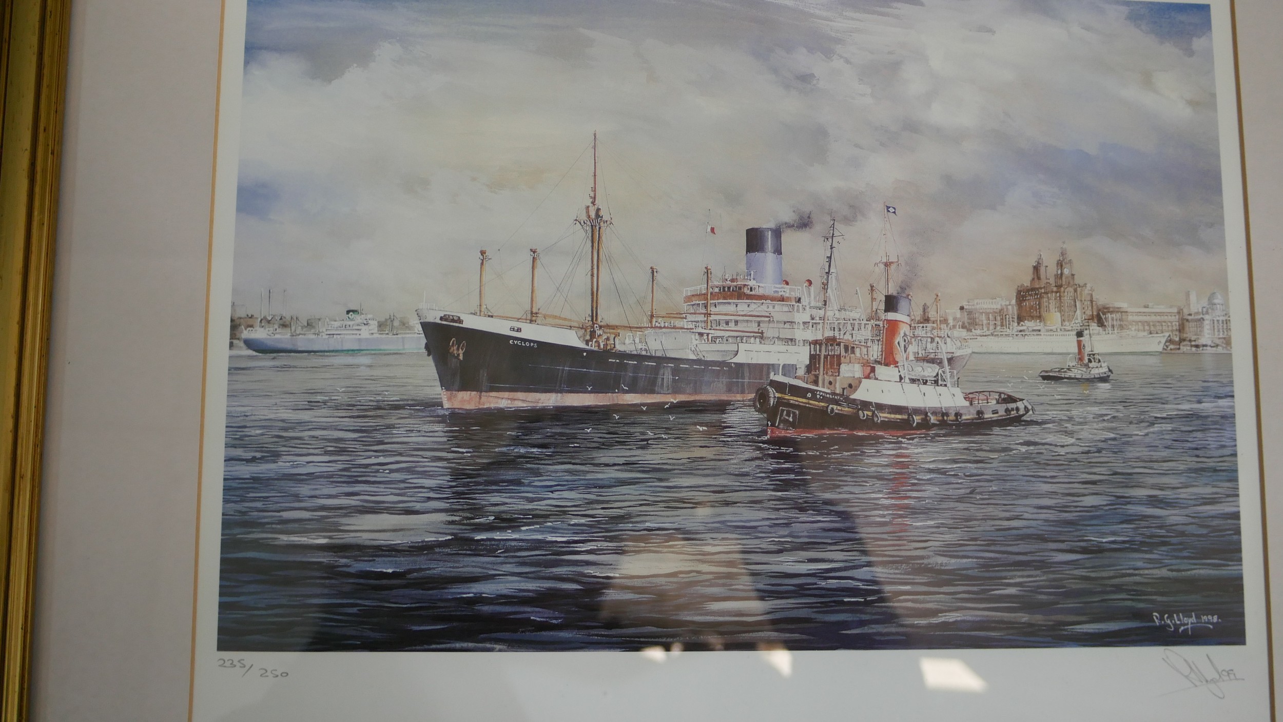 Four framed and glazed prints, including two R G Lloyd limited edition signed prints of Steamship - Image 5 of 11