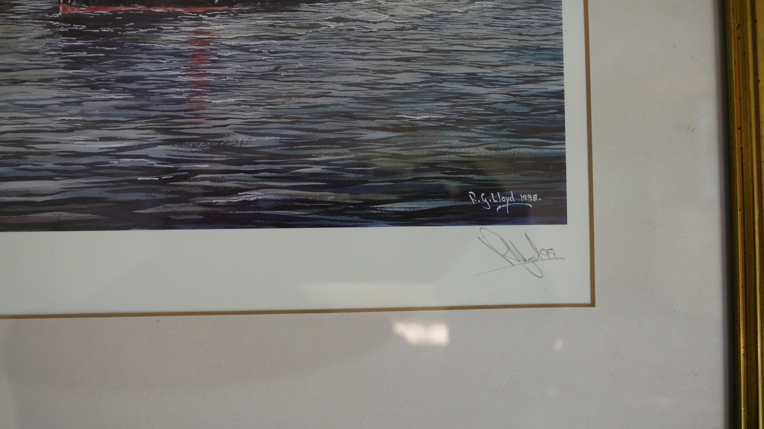 Four framed and glazed prints, including two R G Lloyd limited edition signed prints of Steamship - Image 6 of 11