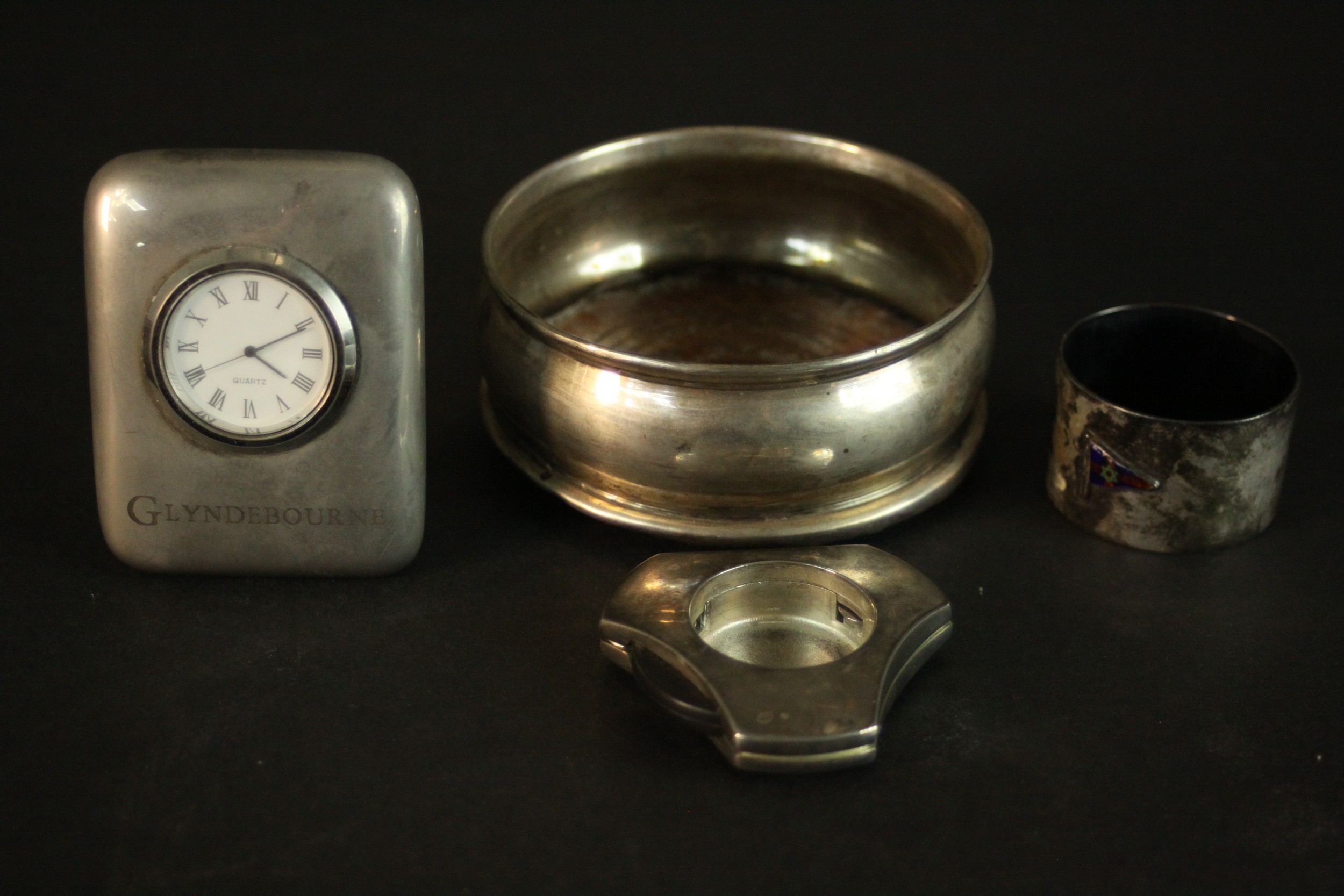 A collection of mixed silver plate, including wine coasters, bottle opener, a pair of Mappin and - Image 6 of 6