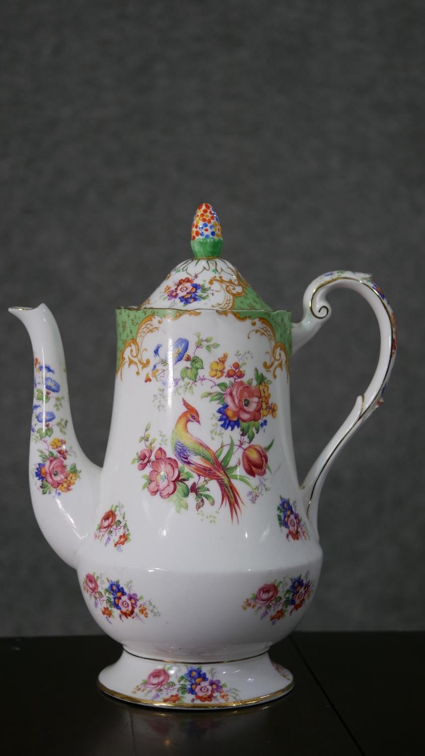 A T Goode & Co hand painted coffee pot and coffee cup, decorated with floral and gilded scrolling - Image 12 of 22