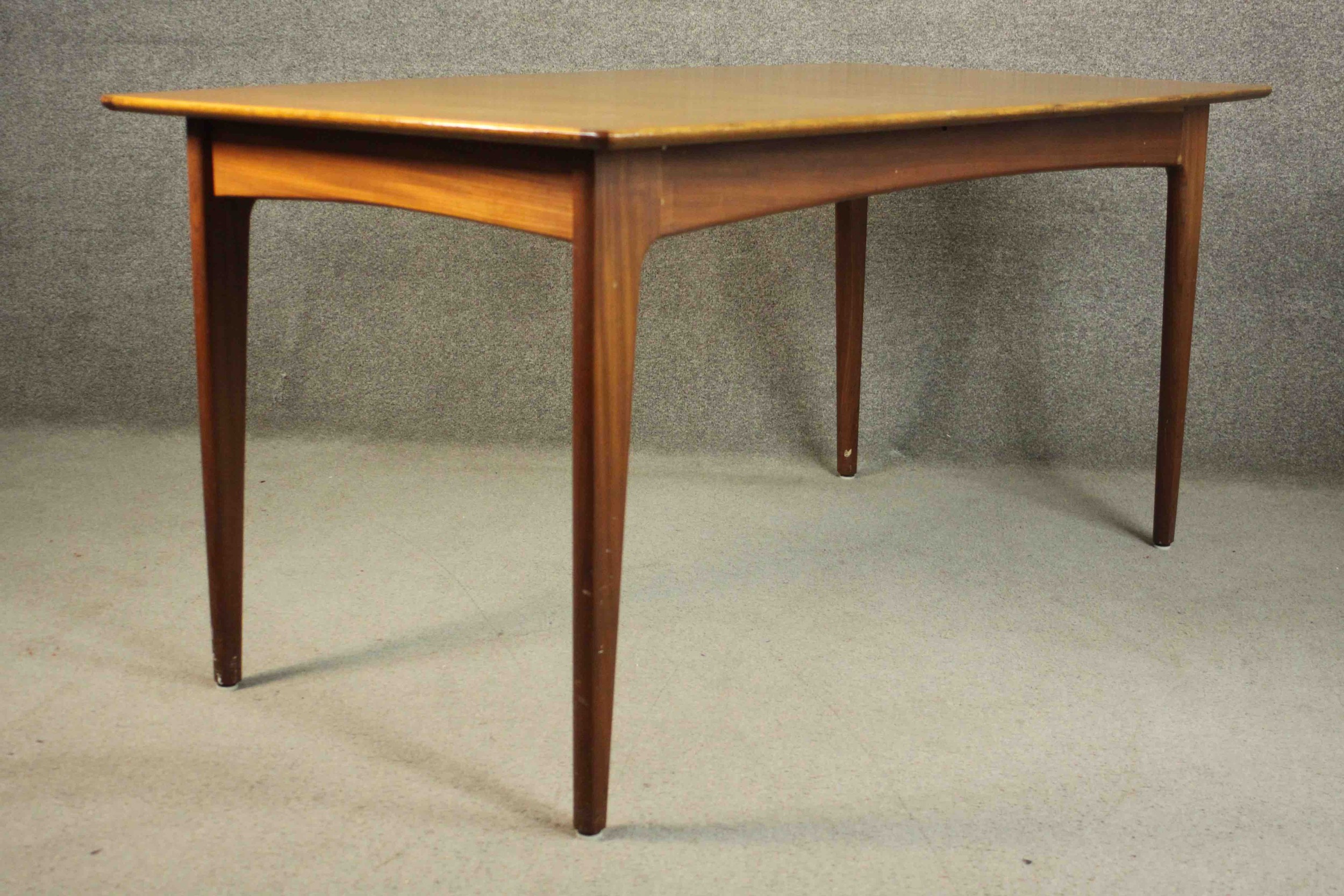 A circa 1960s teak extending dining table, of rectangular form with an additional leaf, on - Image 4 of 10