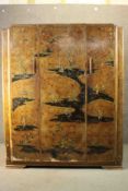 A vintage lacquered Chinoiserie wardrobe. H.185 W.150 D.50cm.