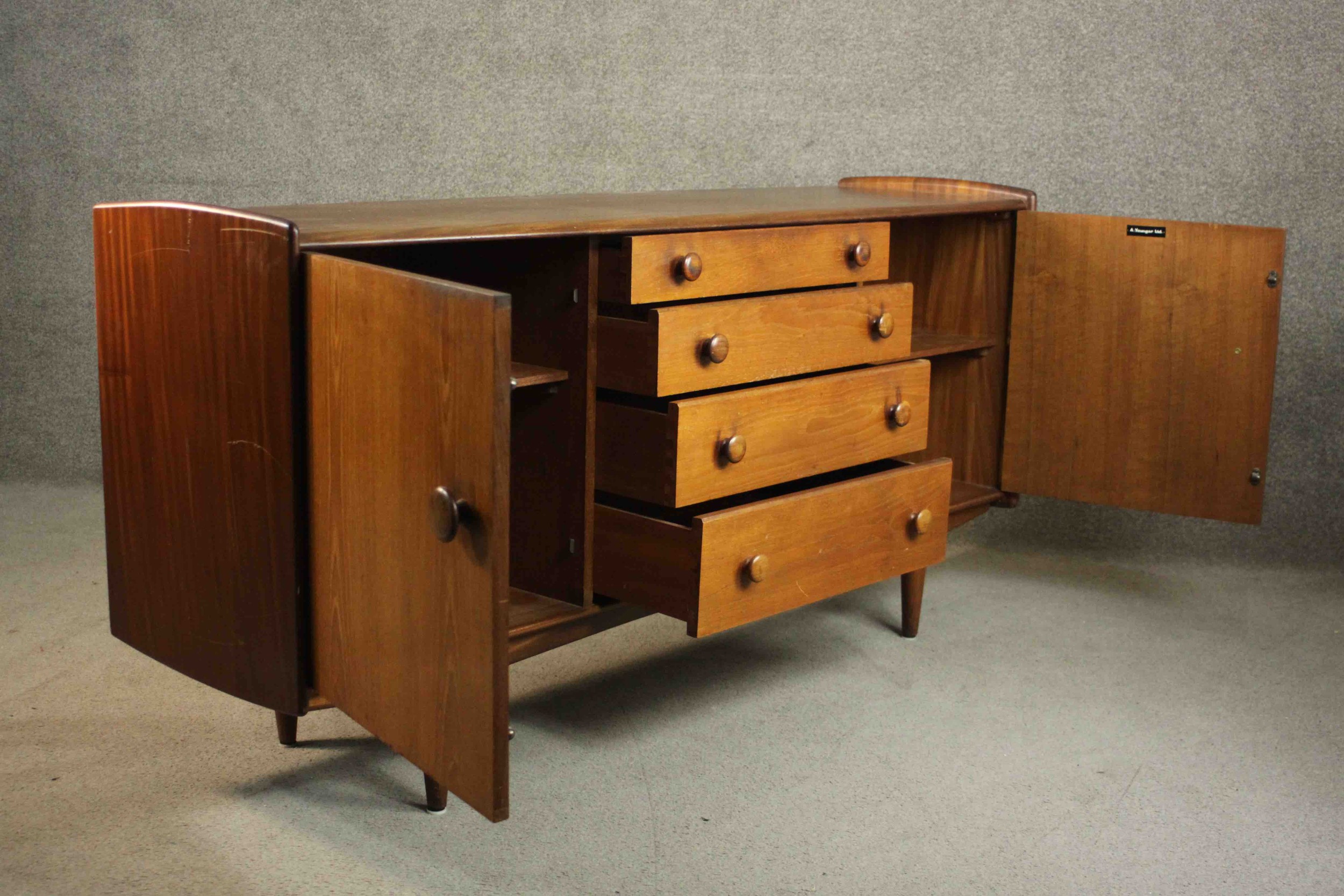 John Herbert for A. Younger Ltd, a circa 1970 Volnay range teak sideboard, with four central drawers - Image 10 of 15