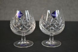 A pair of boxed Edinburgh crystal whisky goblets with makers labels. H.10 W.23 D.18cm (box)