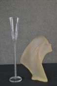 An Art Deco style Lucite bust of a lady by David Fisher in frosted finish along with a long