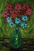 Wolf Howard, acrylic on canvas, 'Flowers', monogrammed WH, signed and dated verso. WH. H.45.5 W.35.