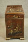A vintage lacquered Chinoiserie bedside cabinet. H.169 D.90 D.40cm.