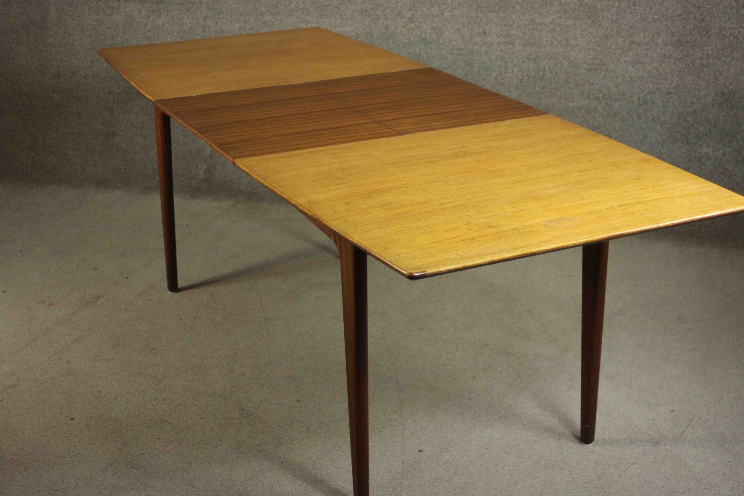 A circa 1960s teak extending dining table, of rectangular form with an additional leaf, on - Image 10 of 10